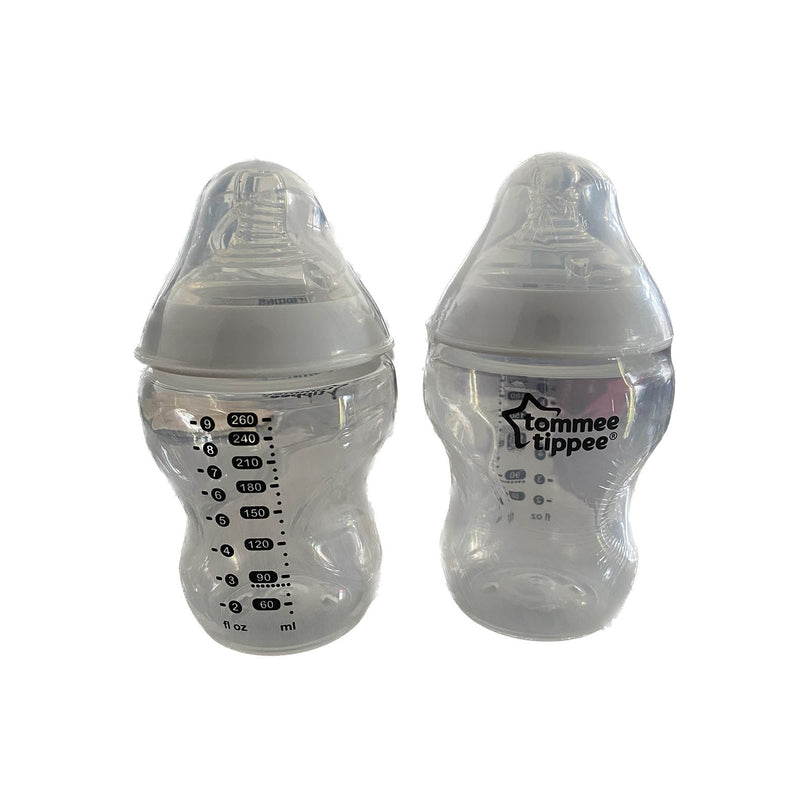 Tommee-Tippee-Closer-To-Nature-Milk-Feeding-Bottle-Clear-260ml-Pack-of-2-Image 1