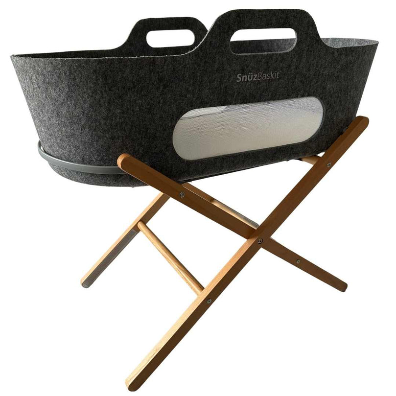 Snuz-Baskit-Moses-Basket-with-Mattress-&-Stand-Set-Dark-Grey-+-4-Fitted-Sheets-+-2-Mattress-Protectors-1