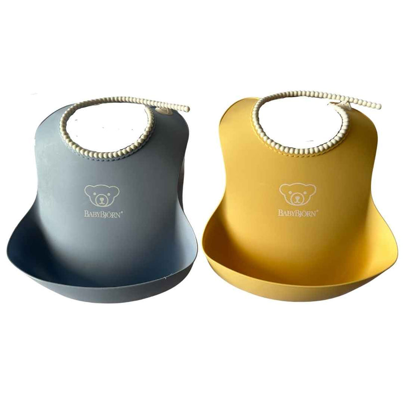 Babybjorn-2-Piece-Baby-Bibs,-Powder-Yellow-/-Blue-1